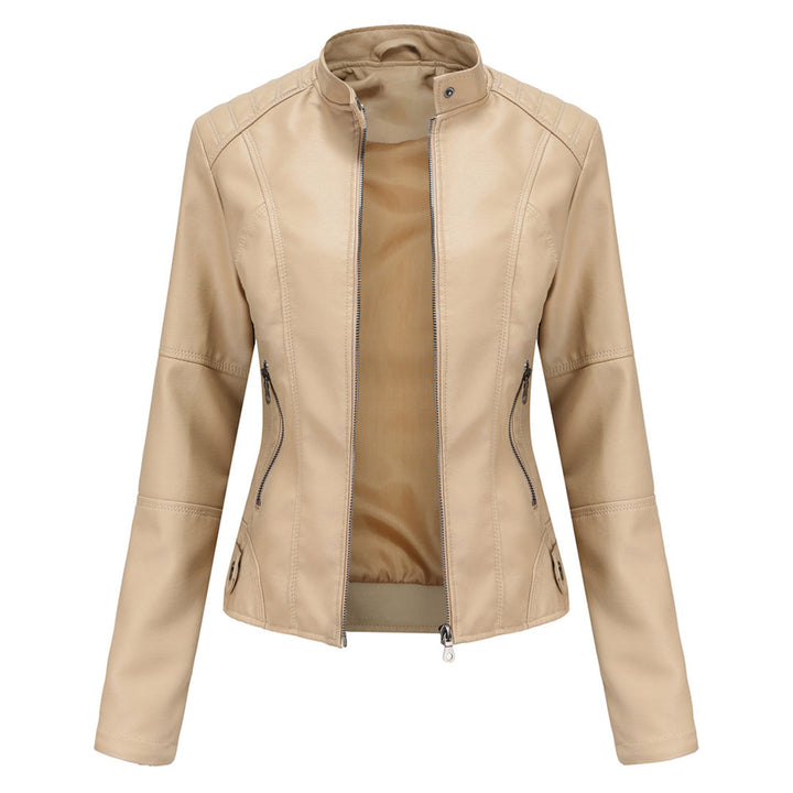 Chaqueta de cuero entallada para mujer