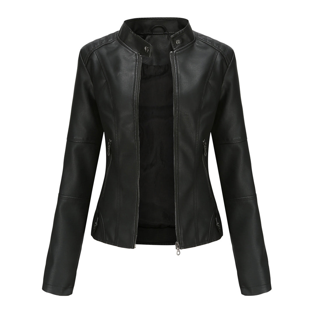 Chaqueta de cuero entallada para mujer
