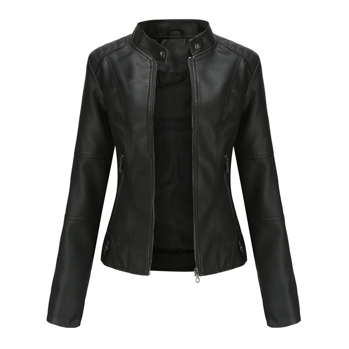 Chaqueta de cuero entallada para mujer