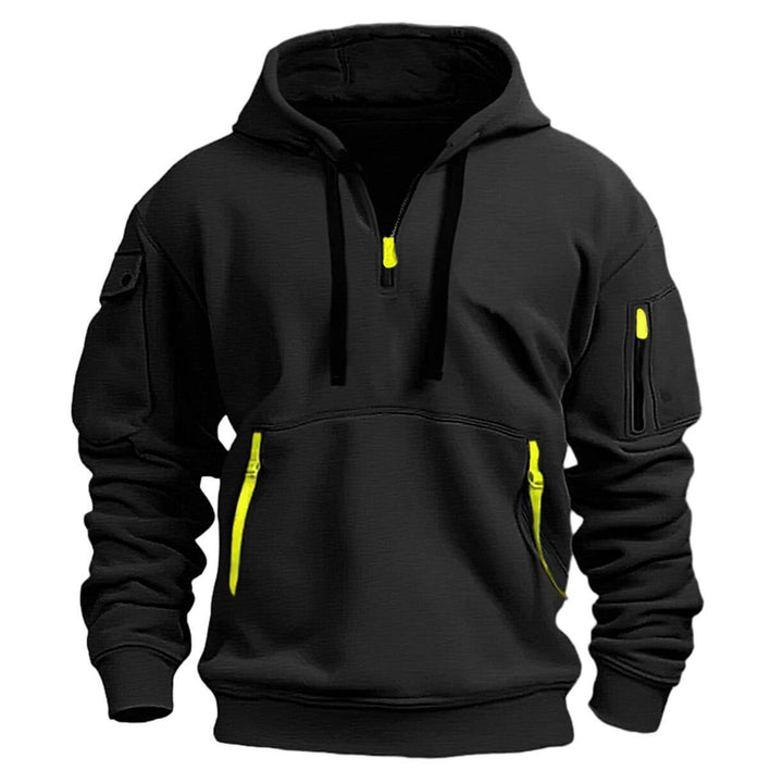 Sweat à capuche utilitaire d’extérieur pour homme, tactique, à quart de zip, style vêtement de travail