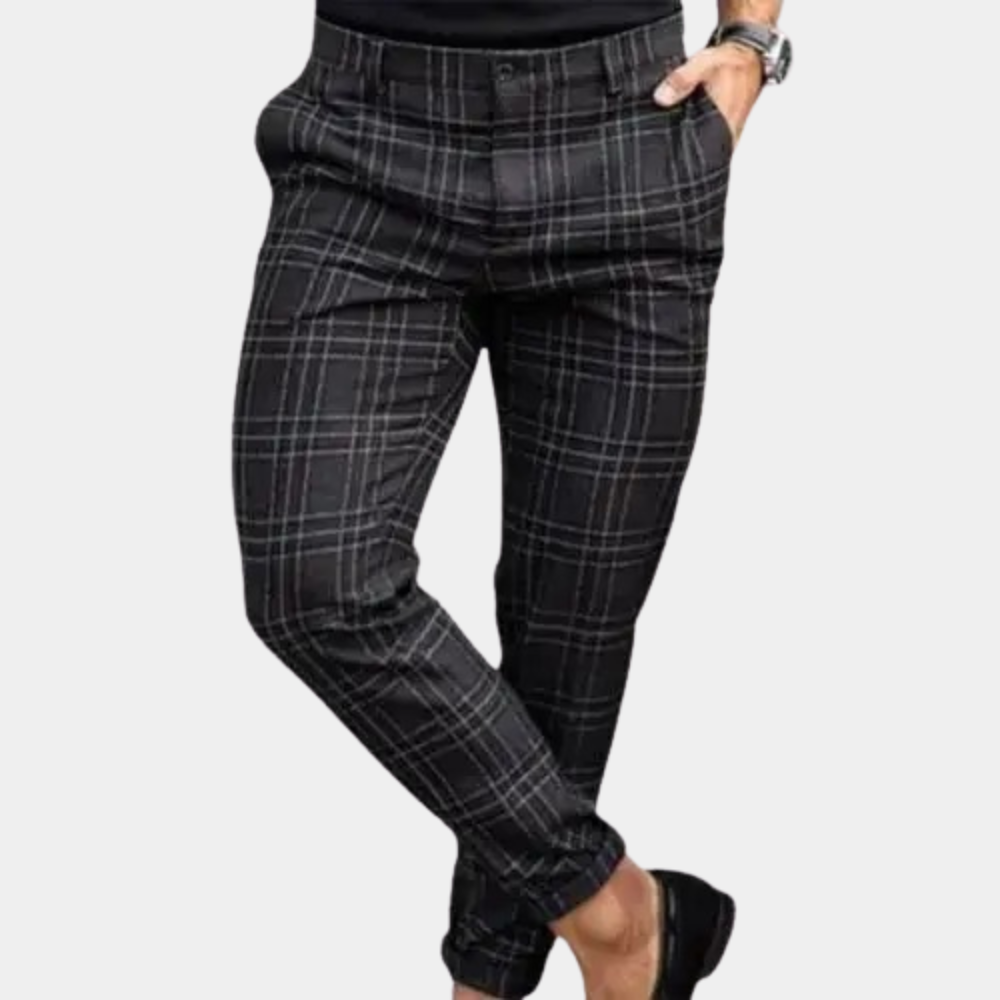 Men's Checked Trousers with Slim Fit