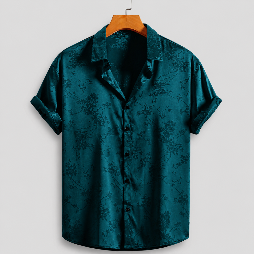 Men's Marlow Floral Satin Shirt with a Button Front