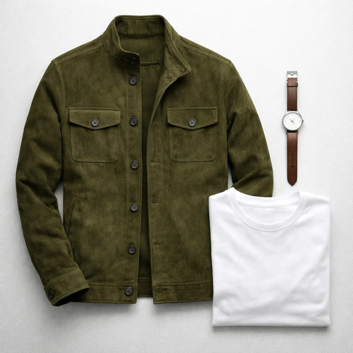 Jacob | Giacca classica in pelle scamosciata con tasche