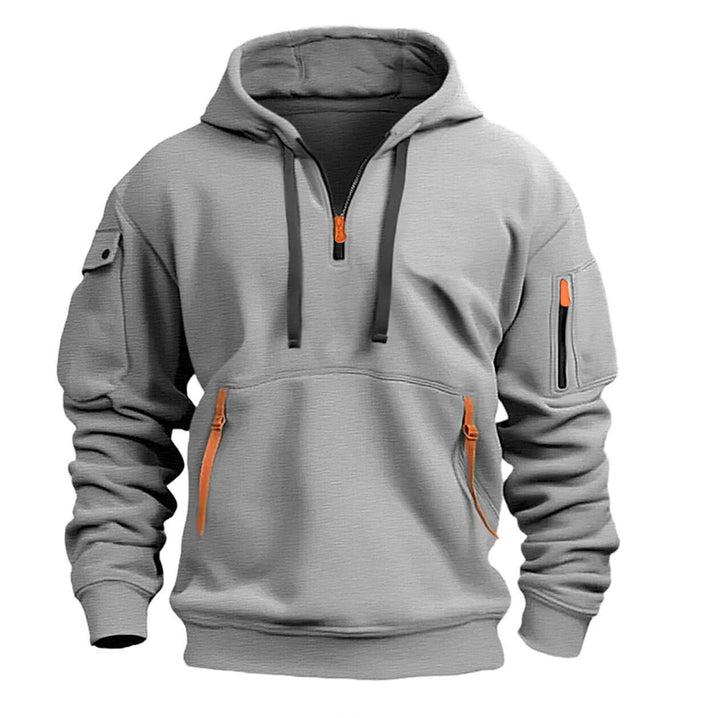 Sweat à capuche utilitaire d’extérieur pour homme, tactique, à quart de zip, style vêtement de travail