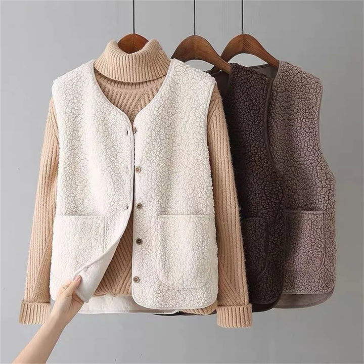 Gilet versatile da donna da indossare a strati, in tessuto leggero e con chiusura pratica