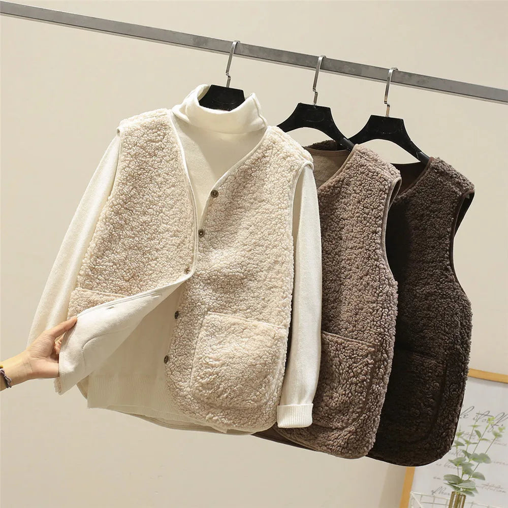 Gilet versatile da donna da indossare a strati, in tessuto leggero e con chiusura pratica