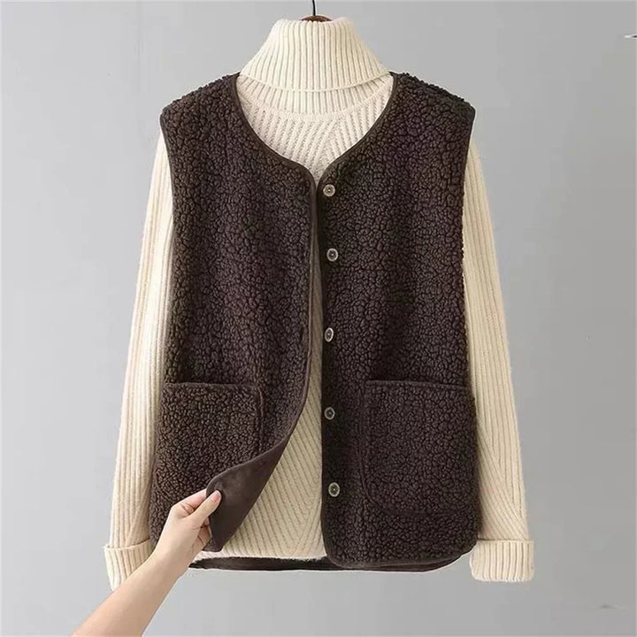 Gilet versatile da donna da indossare a strati, in tessuto leggero e con chiusura pratica