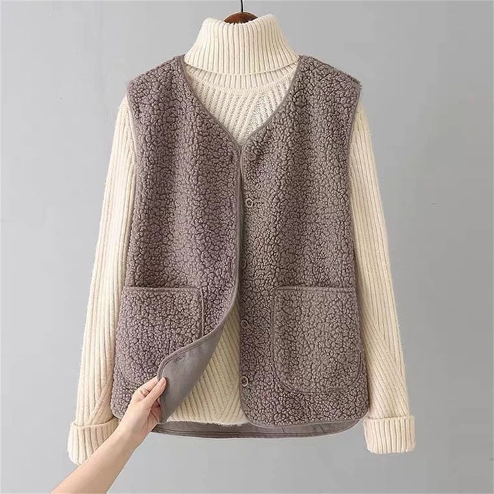 Gilet versatile da donna da indossare a strati, in tessuto leggero e con chiusura pratica