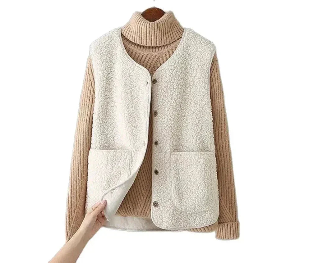 Gilet versatile da donna da indossare a strati, in tessuto leggero e con chiusura pratica