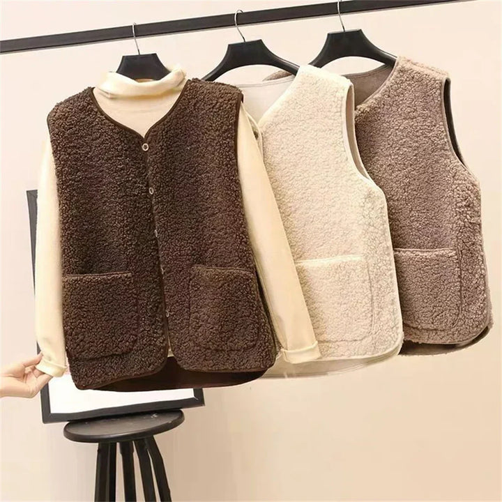 Gilet versatile da donna da indossare a strati, in tessuto leggero e con chiusura pratica
