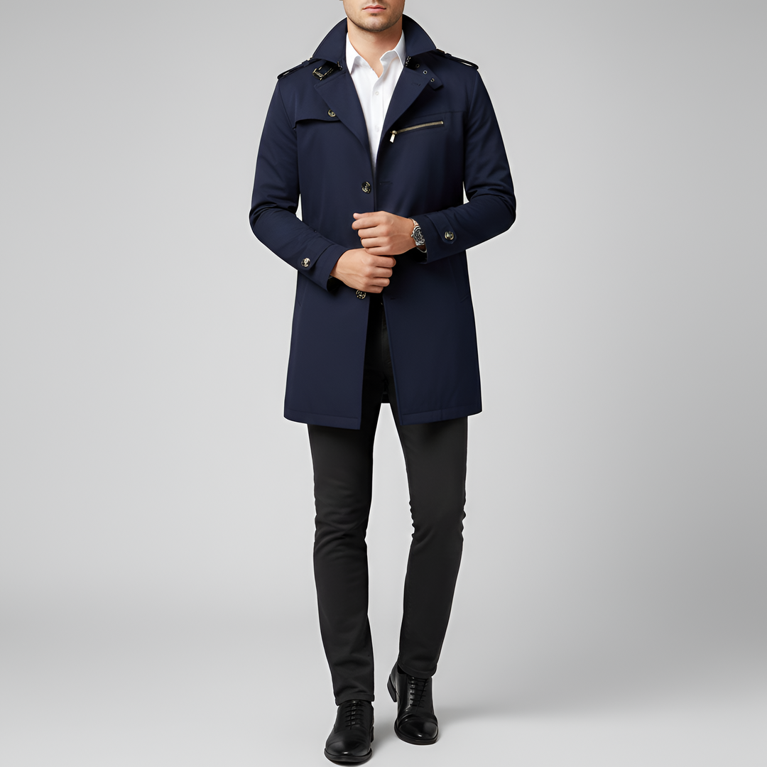 Trench-coat élégant pour homme avec ceinture et fermeture boutonnée