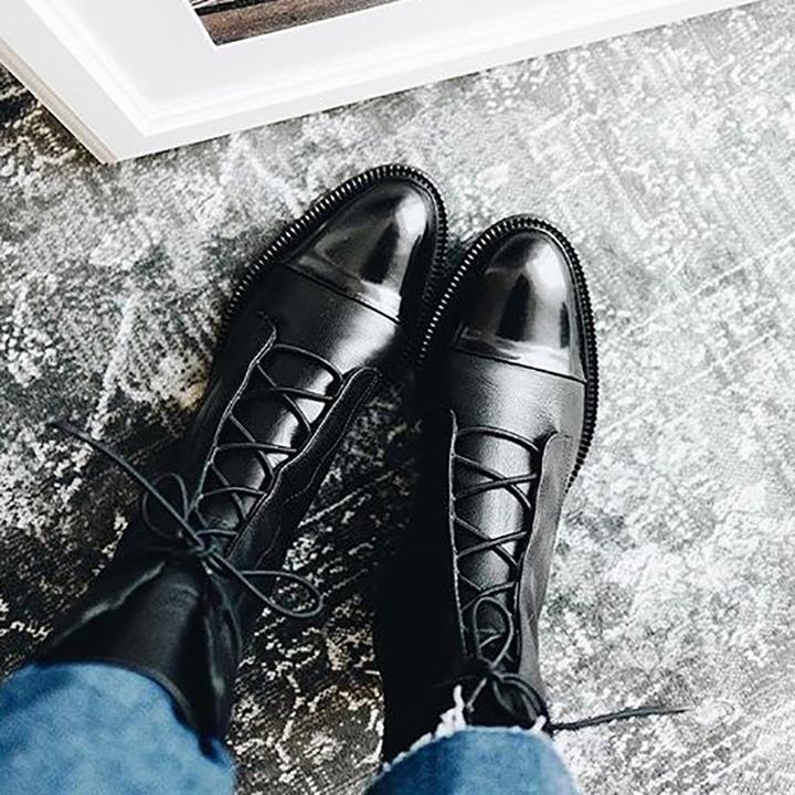 Sophia - Women's Lace-Up Leather Ankle Boots