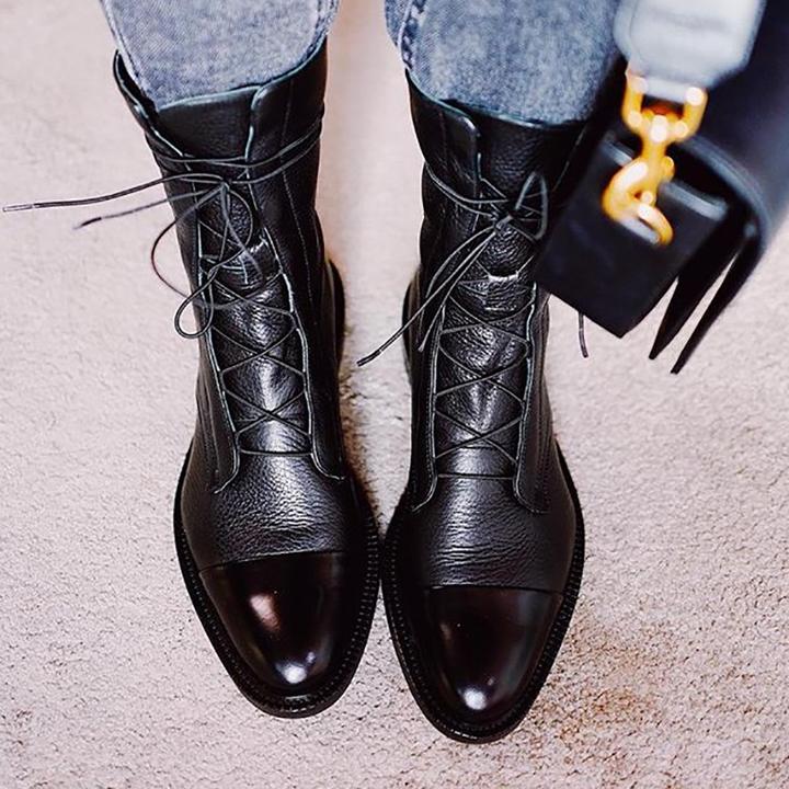 Sophia - Women's Lace-Up Leather Ankle Boots