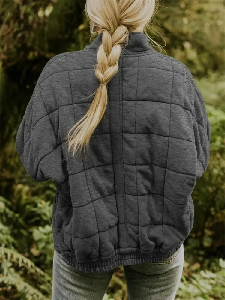 Women's Quilted Coat with a High Neck and Pockets