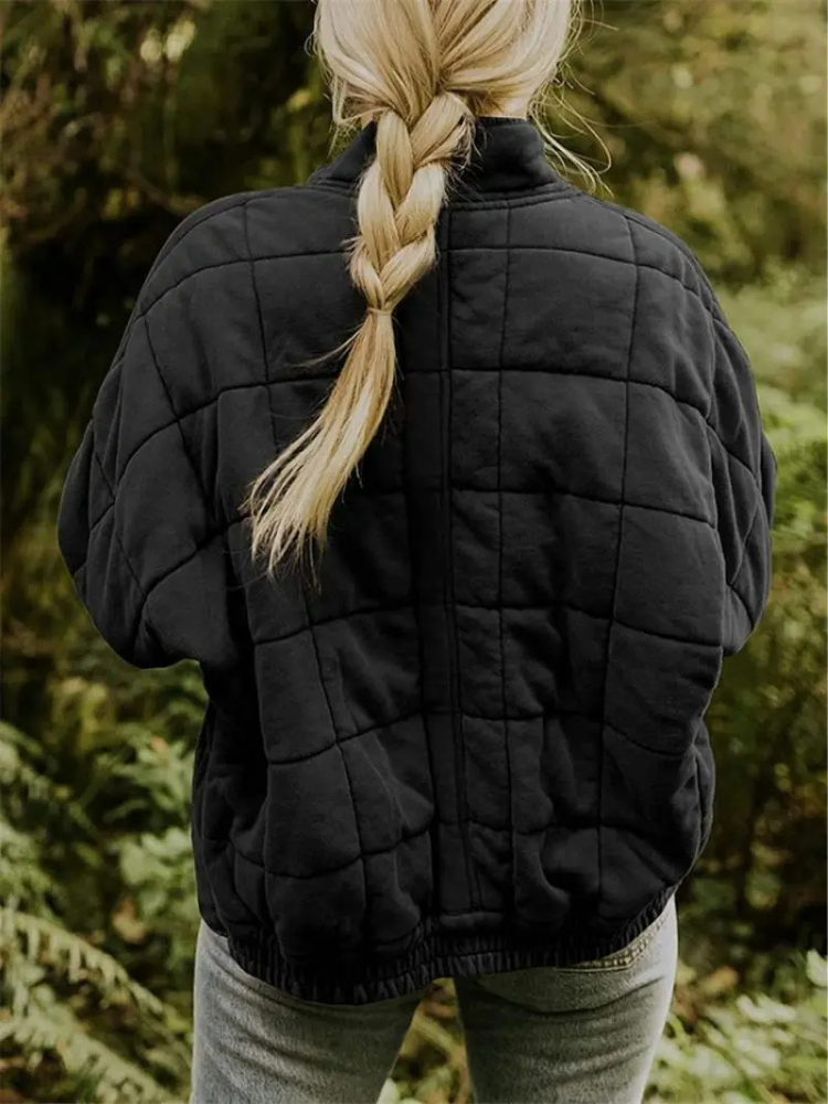 Women's Quilted Coat with a High Neck and Pockets