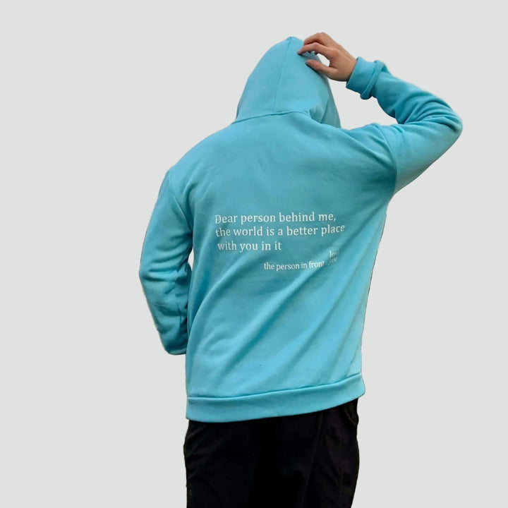 Light Blue unisex oversized winter hoodie