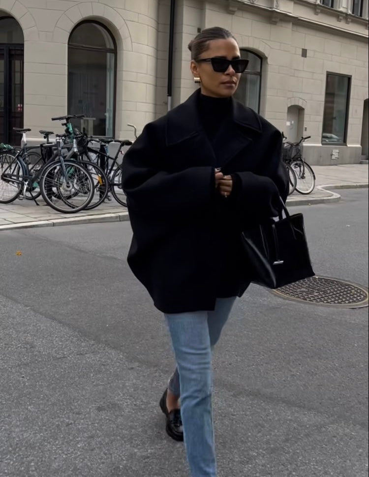 Women's Minimalist Wool Coat with a Button Front