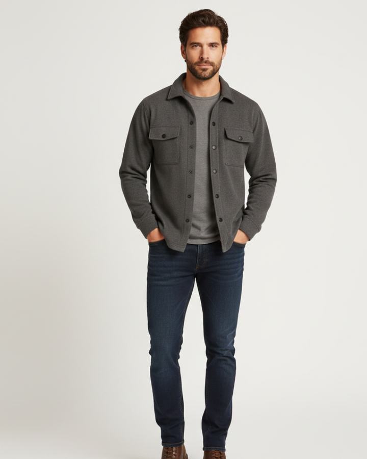 Ανδρικό overshirt με μακριά μανίκια και κλείσιμο με κουμπιά