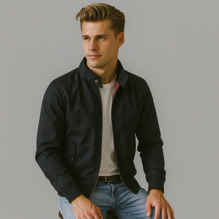 Veste Harrington classique pour homme avec fermeture zippée