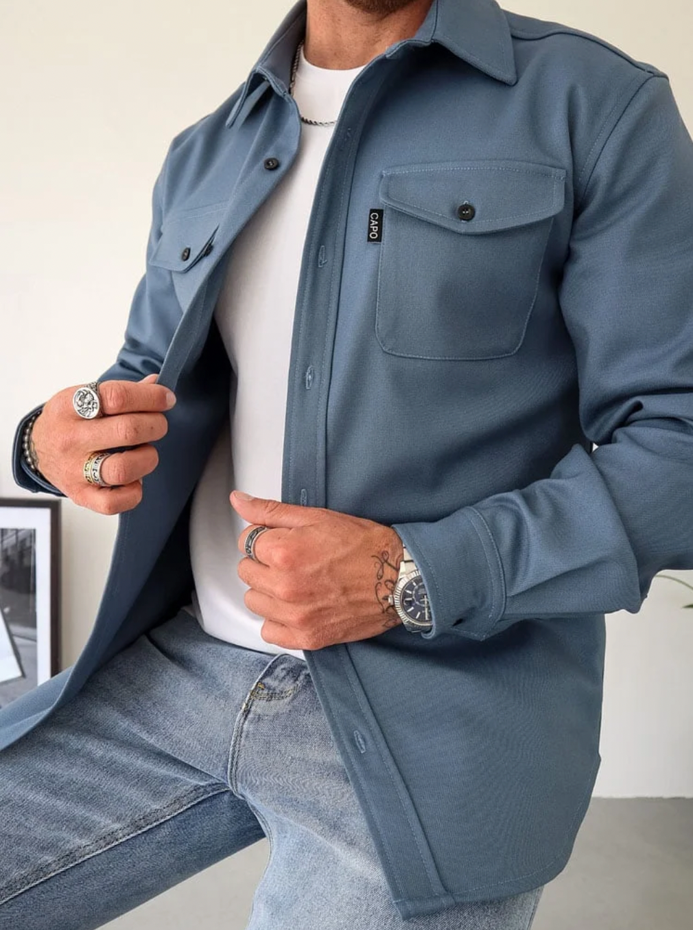 Men's Overshirt with Classic Collar