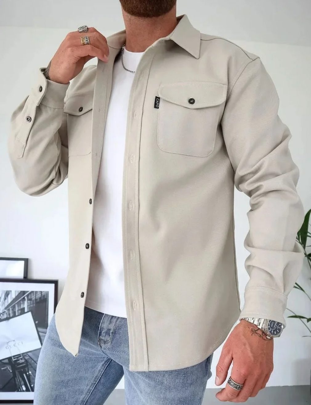Men's Overshirt with Classic Collar