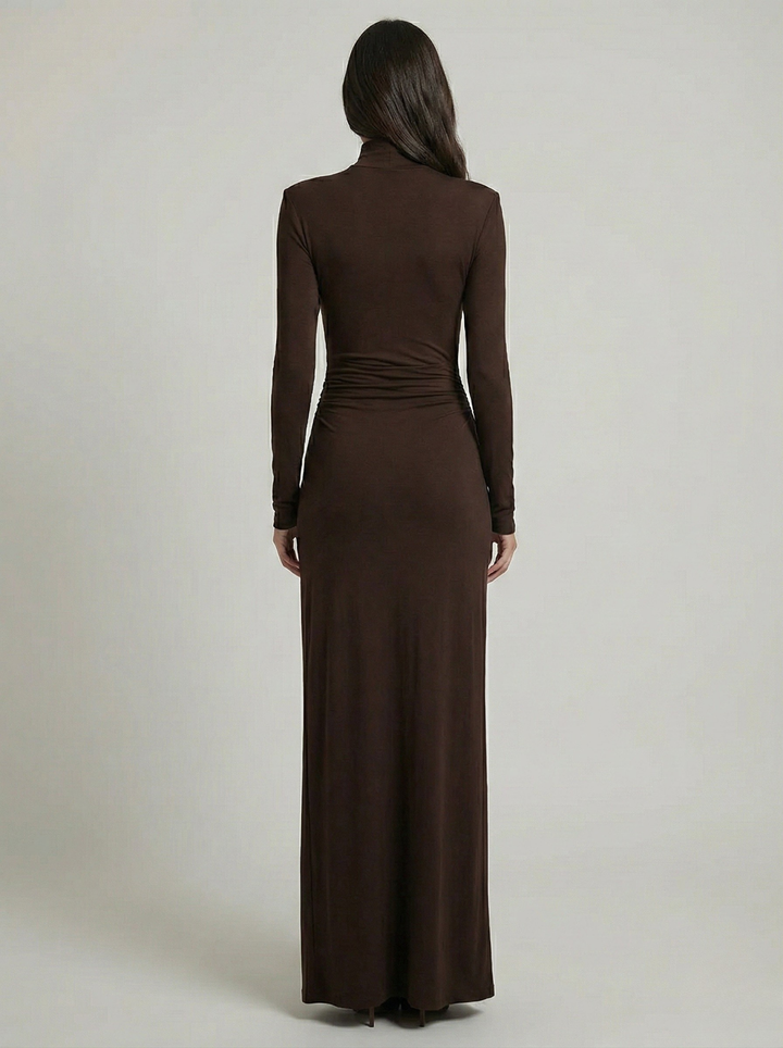 Women's Classy Ruched Maxi Dress with a Floor-Length Hem
