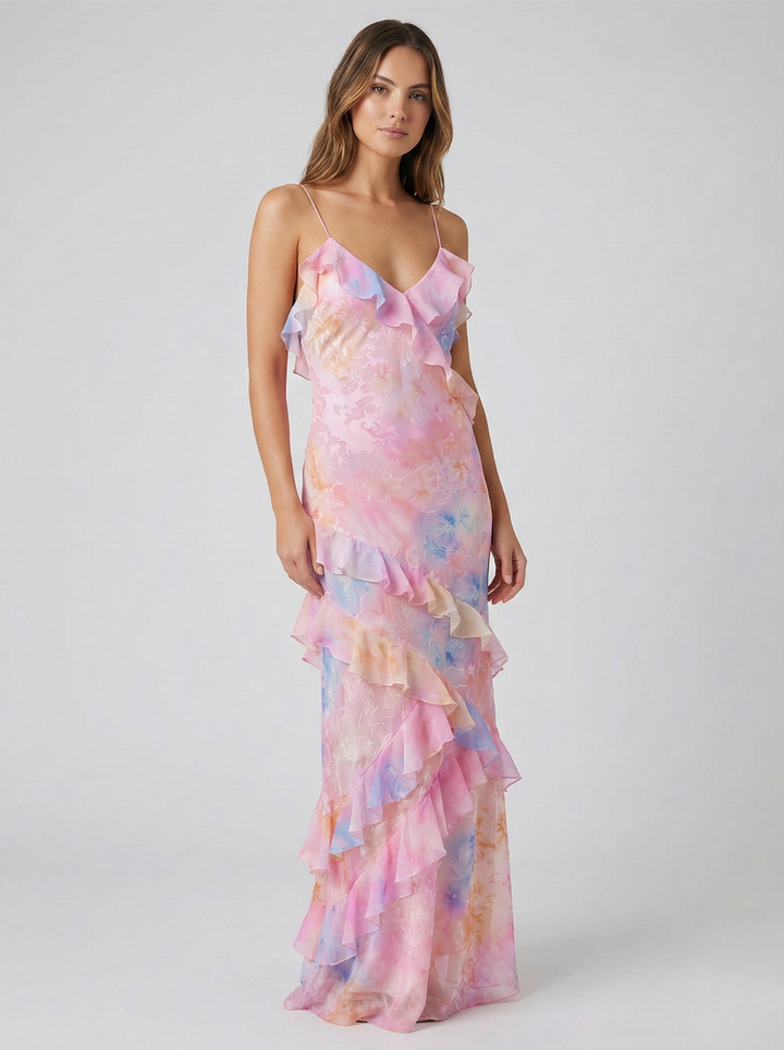 Women's Ethereal Flow Ruffle Maxi Dress