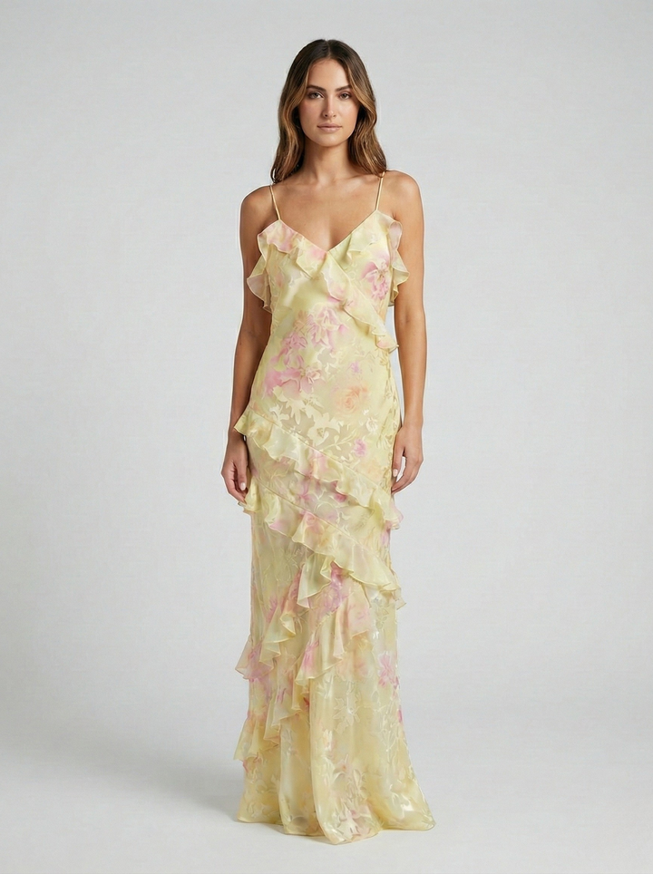 Women's Ethereal Flow Ruffle Maxi Dress