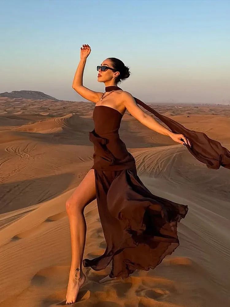 Enchanted Motion High-Slit Maxi Dress