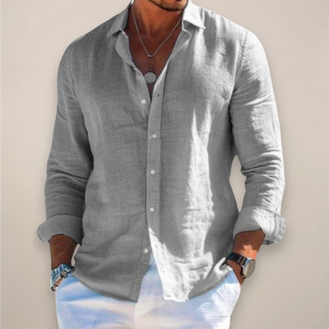 Liam | Lapel Collar Button Down Long Sleeve Relaxed Casual Shirt