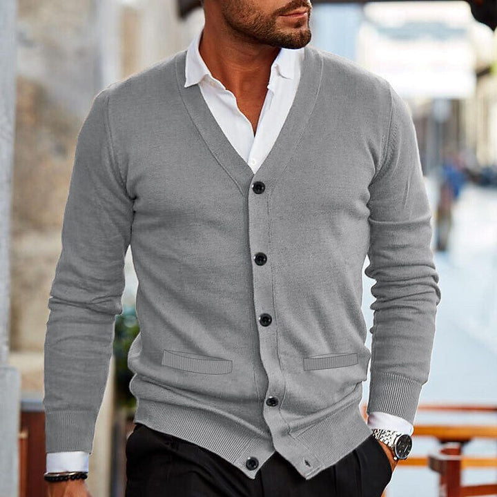 Cárdigan casual de cuello en V para hombre, para un estilo cómodo