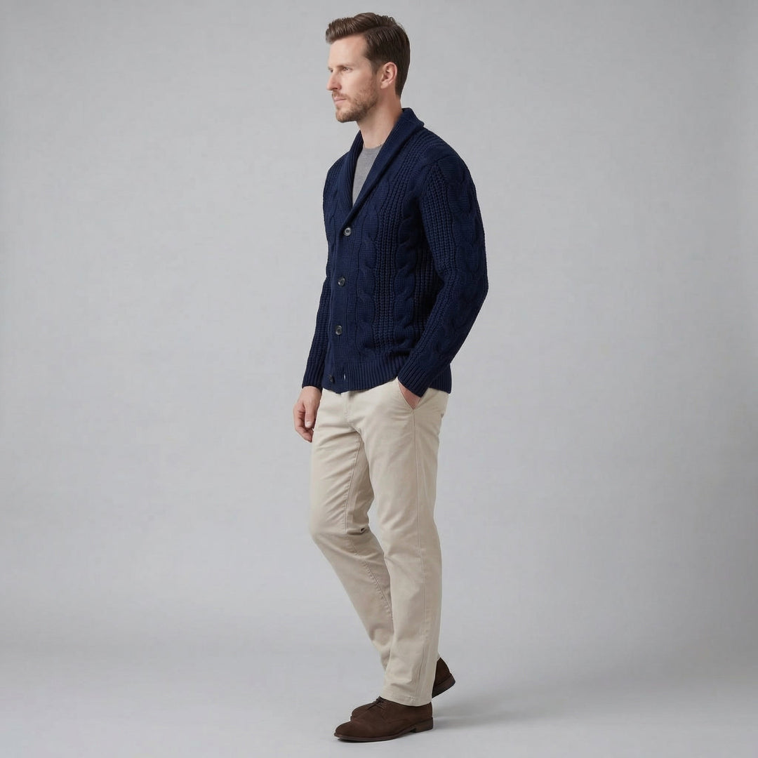 Cardigan da uomo in lana lavorata a maglia