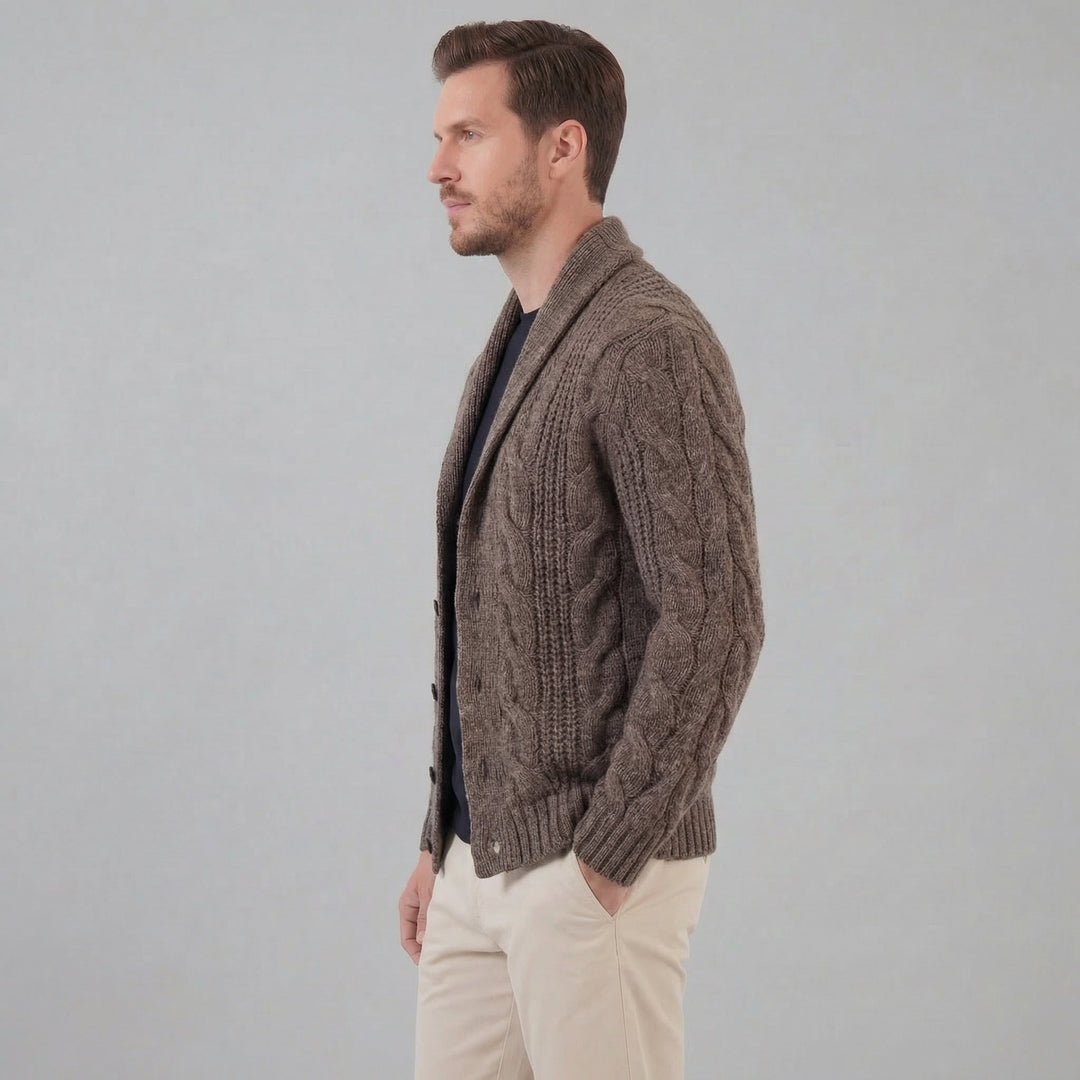 Cardigan da uomo in lana lavorata a maglia