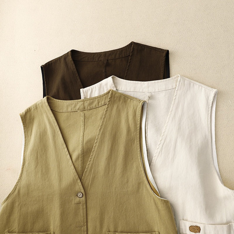 Clara - Women's Button Vest with Relaxed Fit