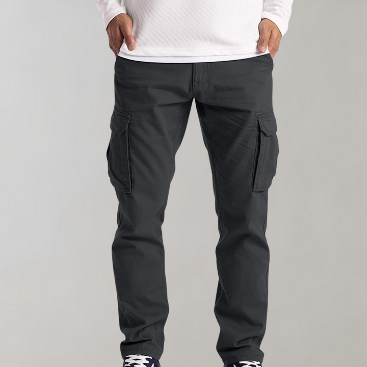 Men's Slim Fit Cargo Trousers with Multiple Pockets
