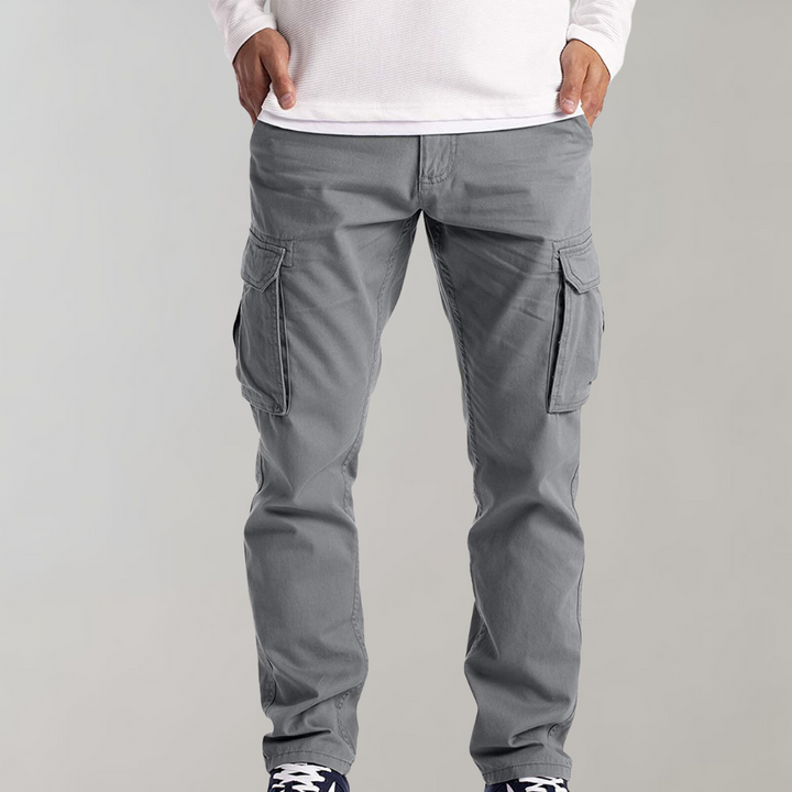 Men's Slim Fit Cargo Trousers with Multiple Pockets