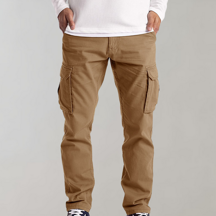 Men's Slim Fit Cargo Trousers with Multiple Pockets