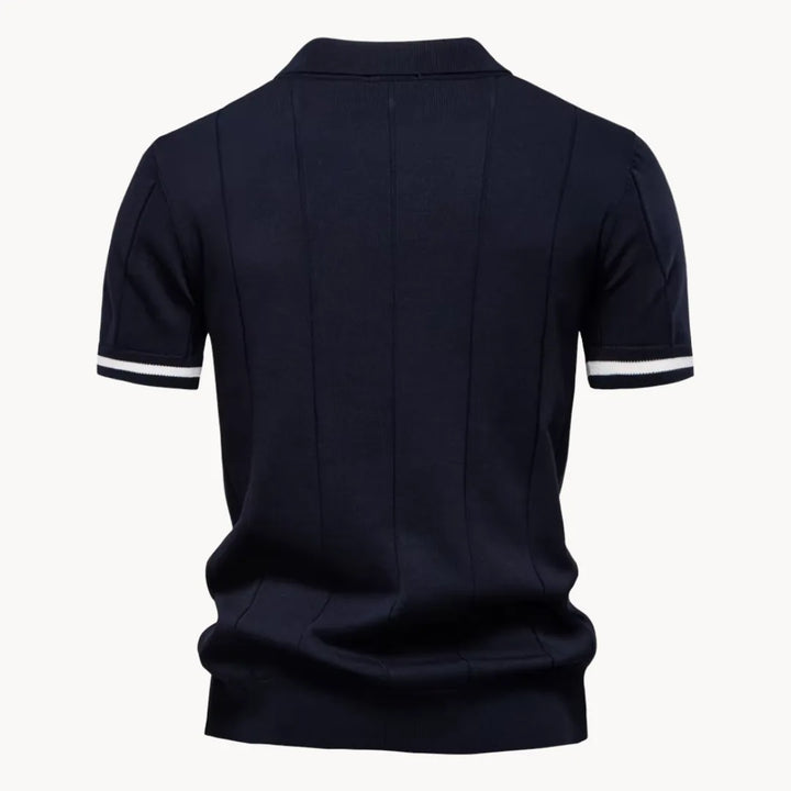 Men's Ribbed Zip Neck Polo Shirt