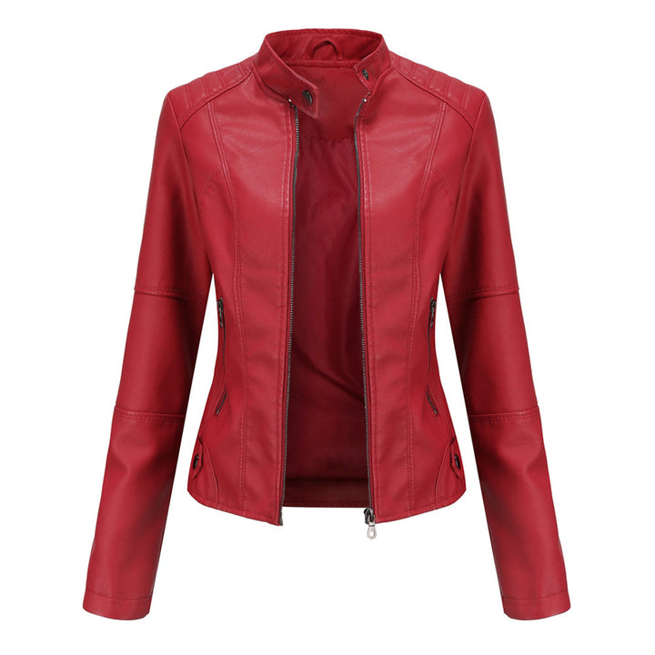 Chaqueta de cuero entallada para mujer