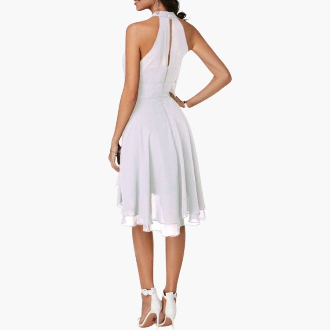 Women's Sleeveless Ruffle Hem Round Neck Dress