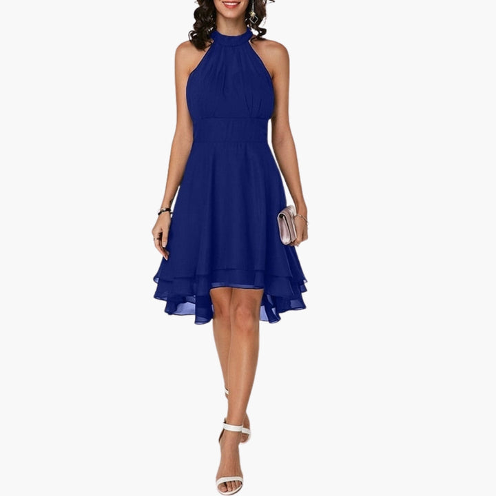 Women's Sleeveless Ruffle Hem Round Neck Dress