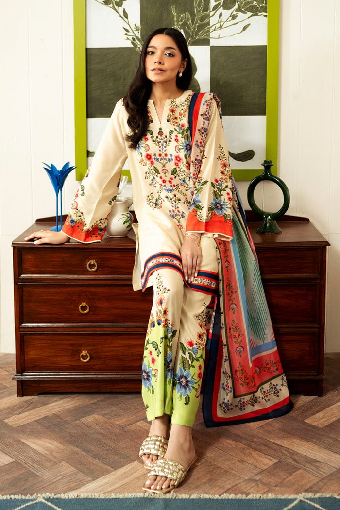 Elegant Maslin Fabric Ivory Kurta Set for Women with Dupatta.
