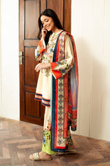 Elegant Maslin Fabric Ivory Kurta Set for Women with Dupatta.