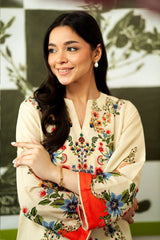 Stenfia Floral Printed Ivory Kurta Set with Dupatta – Avrine Collection.