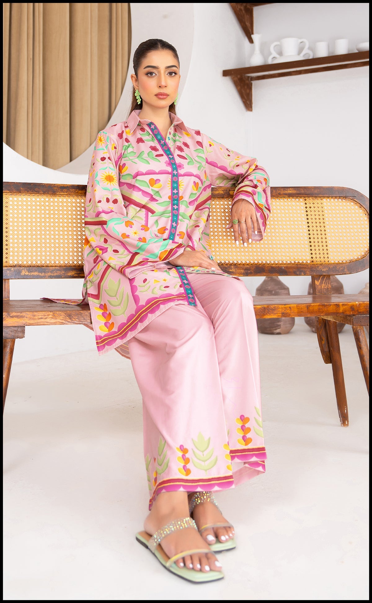 Front view of Rosivya Co-ord Set with colorful detailing.