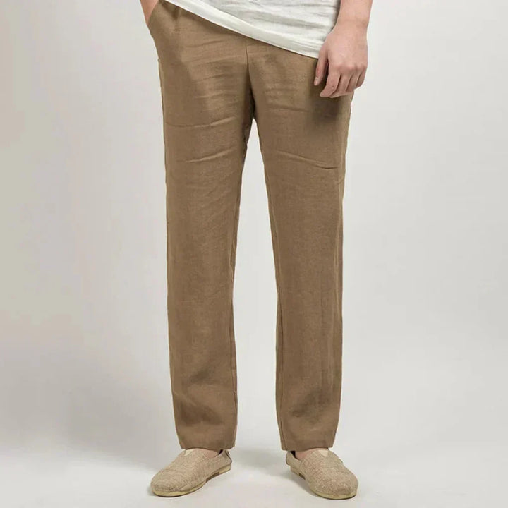 Men's Straight Leg Linen Trousers Lightweight Relaxed Fit