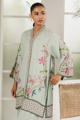 Women's Mint Green Printed Co-ord Set with Floral Detailing.