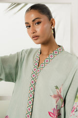 Elegant Mint Green Floral Co-ord Set for Festive and Casual Wear.
