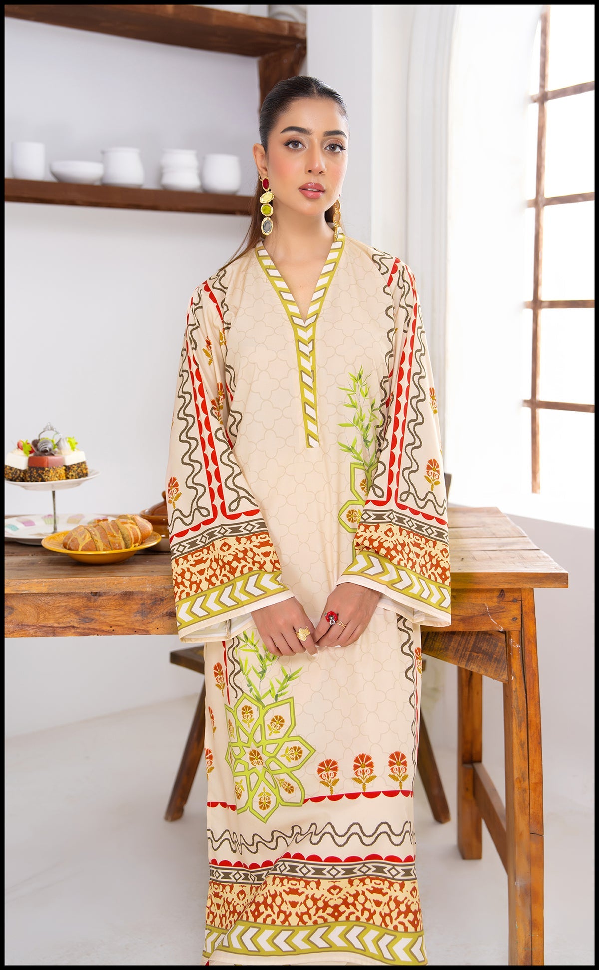 Bejori Kurta Set front view – breathable cotton blend ethnic wear.