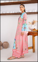 Close-up Print & Sleeve Detail – Soft Pink Kurta Set Stenfia.
